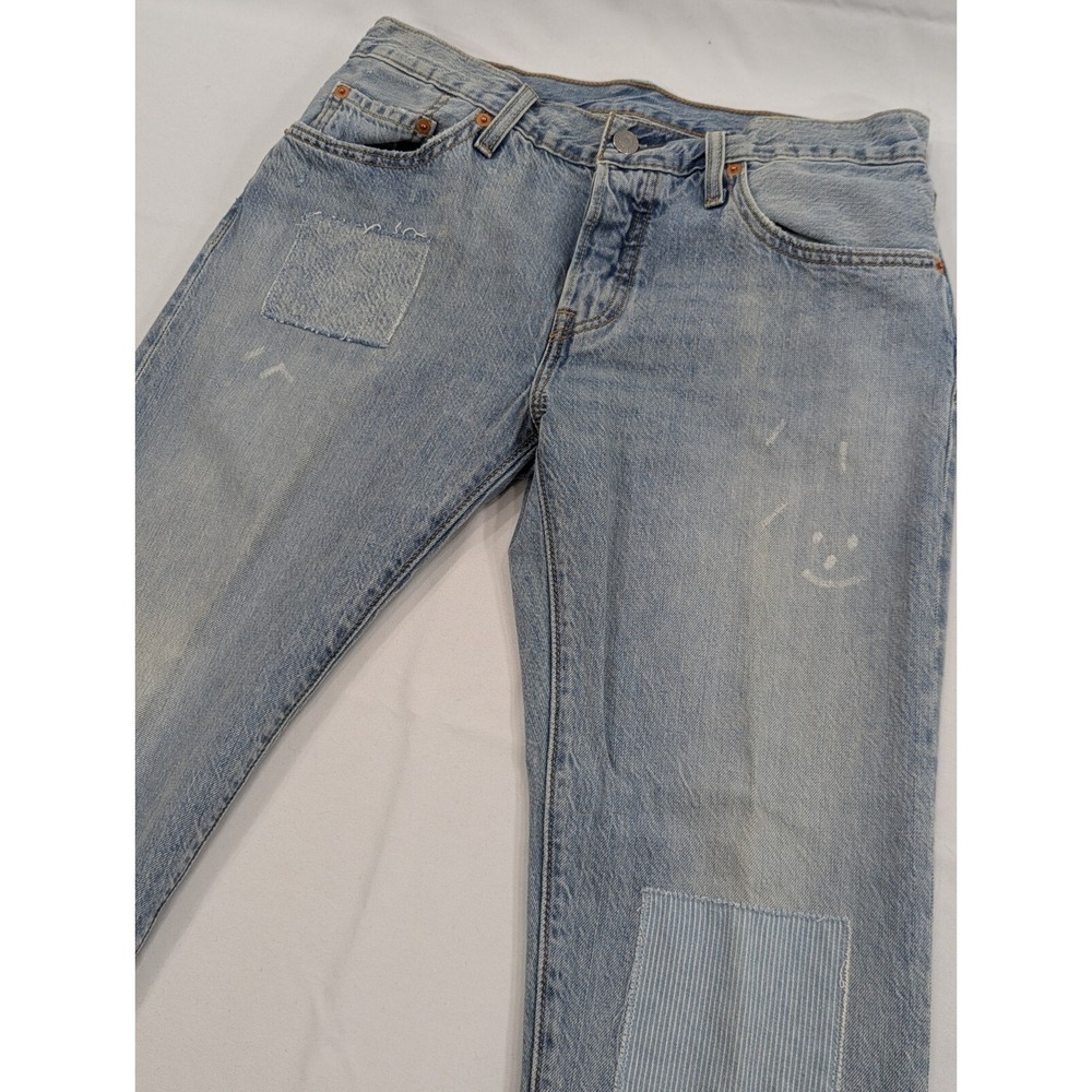 Levi's 501 CT 30" x 28" Custom Taper Jeans Women's Light Wash Patch Denim
